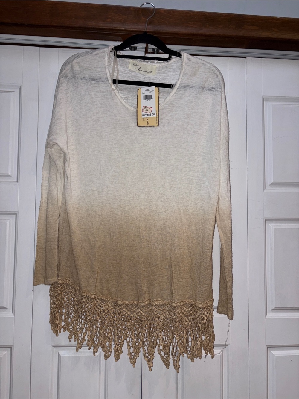 Vintage Havana Cream to Tan Ombre Fringe Tunic